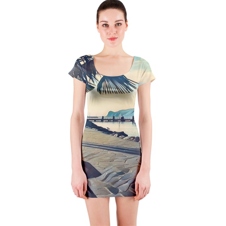 A walk on Gardasee, Italy. Short Sleeve Bodycon Dress