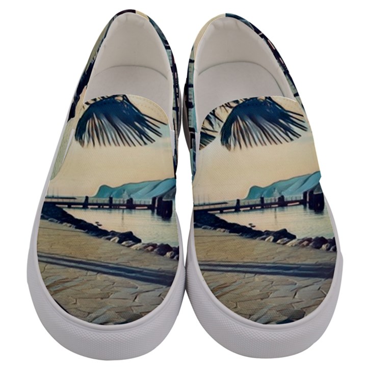 A walk on Gardasee, Italy. Men s Canvas Slip Ons