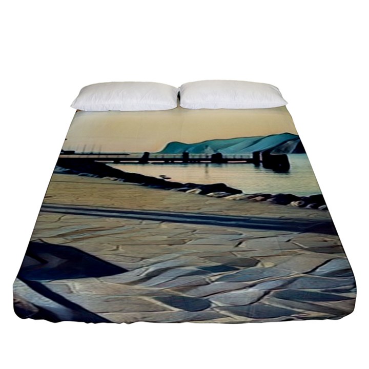 A walk on Gardasee, Italy. Fitted Sheet (Queen Size)