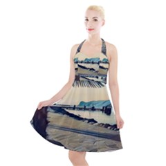 A Walk On Gardasee, Italy  Halter Party Swing Dress  by ConteMonfrey