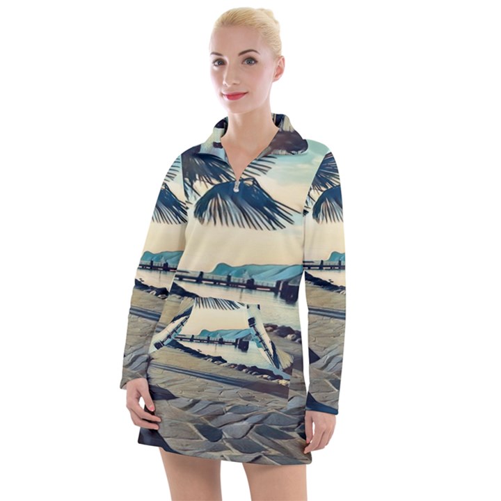 A walk on Gardasee, Italy. Women s Long Sleeve Casual Dress