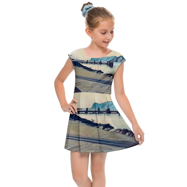 A walk on Gardasee, Italy. Kids  Cap Sleeve Dress