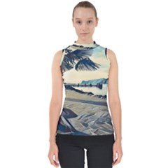 A Walk On Gardasee, Italy  Mock Neck Shell Top by ConteMonfrey