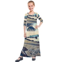 A Walk On Gardasee, Italy  Kids  Quarter Sleeve Maxi Dress by ConteMonfrey