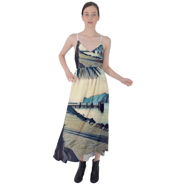 A walk on Gardasee, Italy. Tie Back Maxi Dress