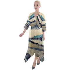 A Walk On Gardasee, Italy  Quarter Sleeve Wrap Front Maxi Dress by ConteMonfrey