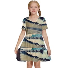 A Walk On Gardasee, Italy  Kids  Short Sleeve Tiered Mini Dress by ConteMonfrey