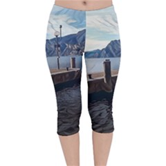 Pier On The End Of A Day Velvet Capri Leggings  by ConteMonfrey