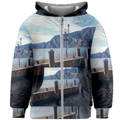 Pier On The End Of A Day Kids  Zipper Hoodie Without Drawstring