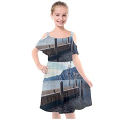 Pier On The End Of A Day Kids  Cut Out Shoulders Chiffon Dress by ConteMonfrey