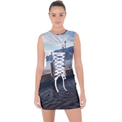 Pier On The End Of A Day Lace Up Front Bodycon Dress by ConteMonfrey