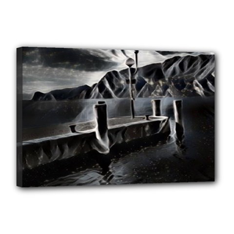 Smokey Pier Canvas 18  X 12  (stretched) by ConteMonfrey