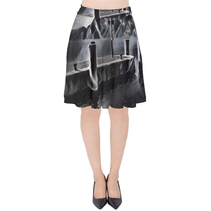 Smokey pier Velvet High Waist Skirt