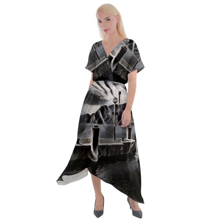 Smokey pier Cross Front Sharkbite Hem Maxi Dress