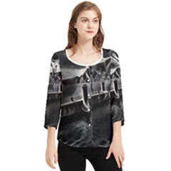 Smokey Pier Chiffon Quarter Sleeve Blouse