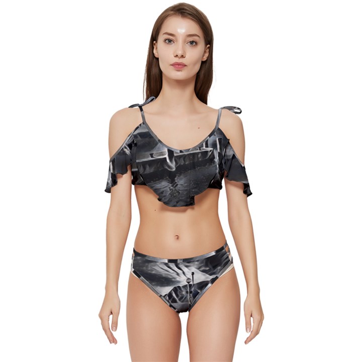 Smokey pier Ruffle Edge Tie Up Bikini Set	