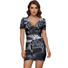 Smokey Pier Low Cut Cap Sleeve Mini Dress