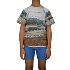 Calm Day On Lake Garda Kids  Short Sleeve Swimwear