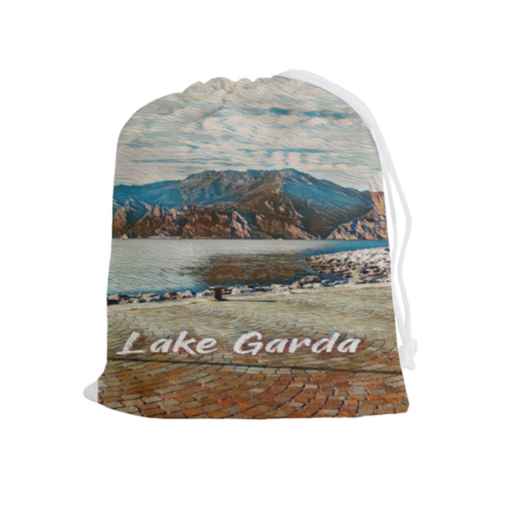 Calm Day On Lake Garda Drawstring Pouch (XL)