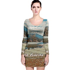 Calm Day On Lake Garda Long Sleeve Velvet Bodycon Dress