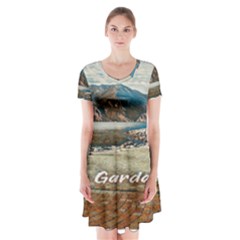 Calm Day On Lake Garda Short Sleeve V-neck Flare Dress by ConteMonfrey