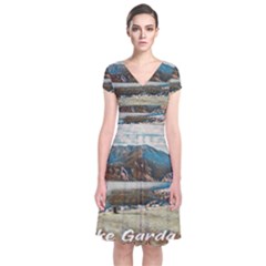 Calm Day On Lake Garda Short Sleeve Front Wrap Dress by ConteMonfrey