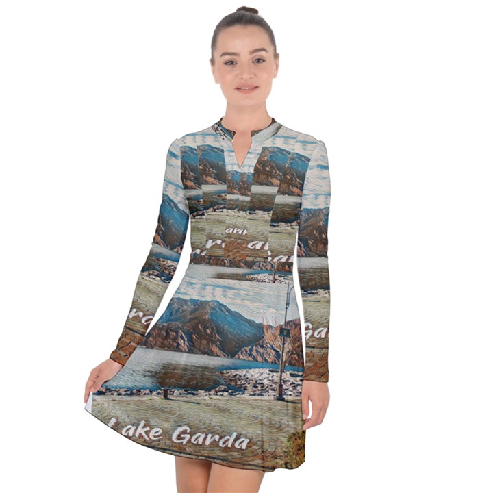 Calm Day On Lake Garda Long Sleeve Panel Dress