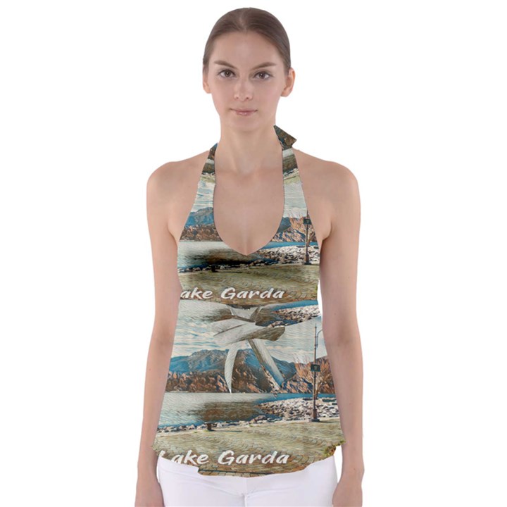 Calm Day On Lake Garda Babydoll Tankini Top