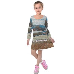 Calm Day On Lake Garda Kids  Long Sleeve Velvet Dress