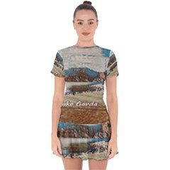 Calm Day On Lake Garda Drop Hem Mini Chiffon Dress