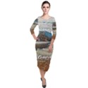 Calm Day On Lake Garda Quarter Sleeve Midi Velour Bodycon Dress View1