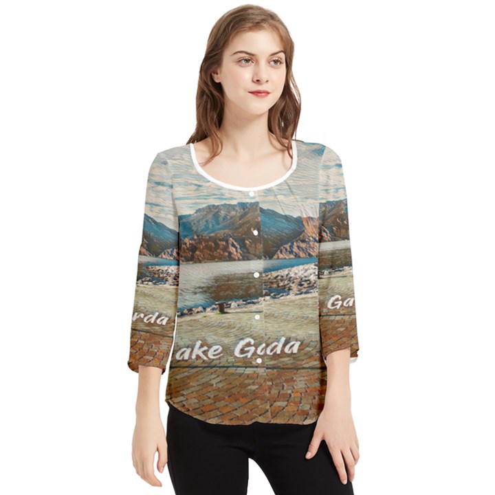 Calm Day On Lake Garda Chiffon Quarter Sleeve Blouse