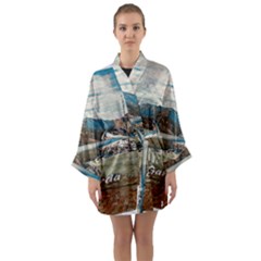 Calm Day On Lake Garda Long Sleeve Satin Kimono by ConteMonfrey