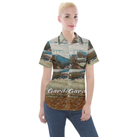 Calm Day On Lake Garda Women s Short Sleeve Pocket Shirt by ConteMonfrey