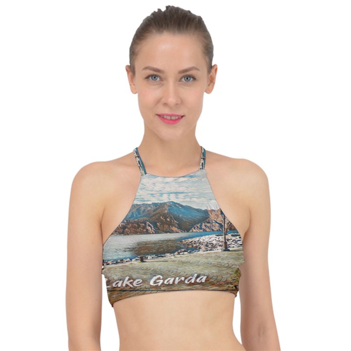 Calm Day On Lake Garda Racer Front Bikini Top