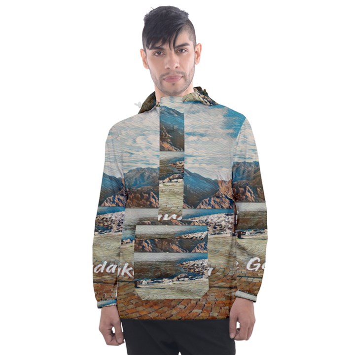 Calm Day On Lake Garda Men s Front Pocket Pullover Windbreaker