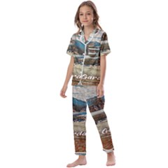 Calm Day On Lake Garda Kids  Satin Short Sleeve Pajamas Set by ConteMonfrey