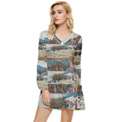 Calm Day On Lake Garda Tiered Long Sleeve Mini Dress by ConteMonfrey