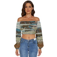 Calm Day On Lake Garda Long Sleeve Crinkled Weave Crop Top by ConteMonfrey