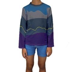 Abstract Landscape Art Design Pattern Water Kids  Long Sleeve Swimwear