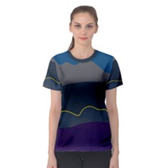 Abstract Landscape Art Design Pattern Water Women s Sport Mesh Tee