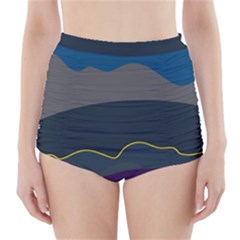 Abstract Landscape Art Design Pattern Water High-waisted Bikini Bottoms