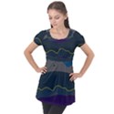 Abstract Landscape Art Design Pattern Water Puff Sleeve Tunic Top View1