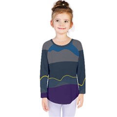 Abstract Landscape Art Design Pattern Water Kids  Long Sleeve Tee