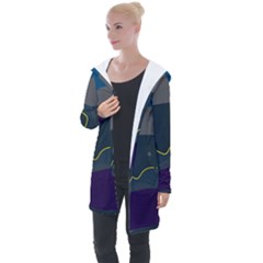 Abstract Landscape Art Design Pattern Water Longline Hooded Cardigan