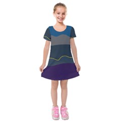 Abstract Landscape Art Design Pattern Water Kids  Short Sleeve Velvet Dress