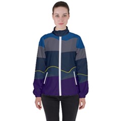 Abstract Landscape Art Design Pattern Water Women s High Neck Windbreaker