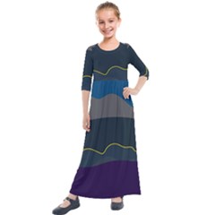 Abstract Landscape Art Design Pattern Water Kids  Quarter Sleeve Maxi Dress by Jancukart