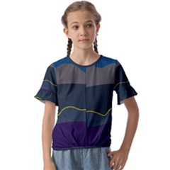 Abstract Landscape Art Design Pattern Water Kids  Cuff Sleeve Scrunch Bottom Tee