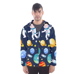 Space Galaxy Seamless Background Men s Hooded Windbreaker